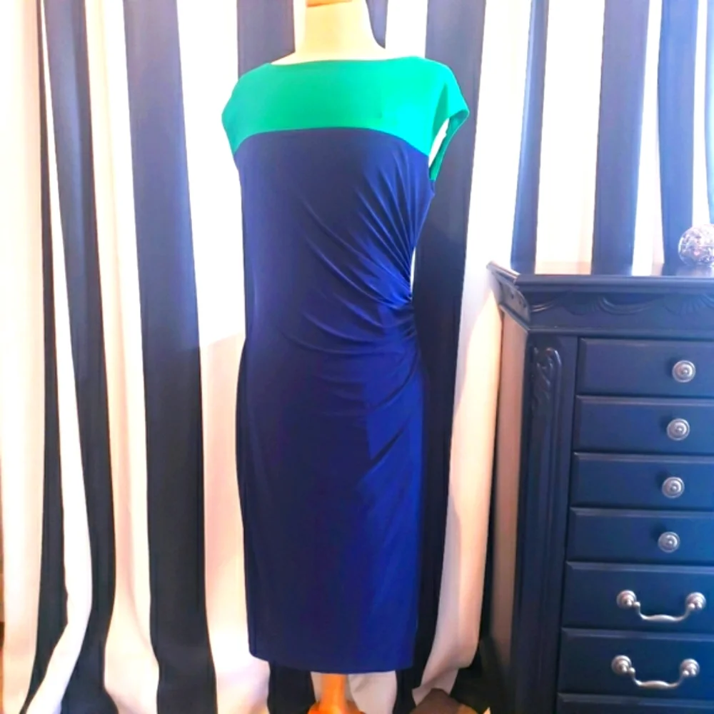 Lauren Ralph Lauren Colorblock Ruched Dress - Picture 2 of 9